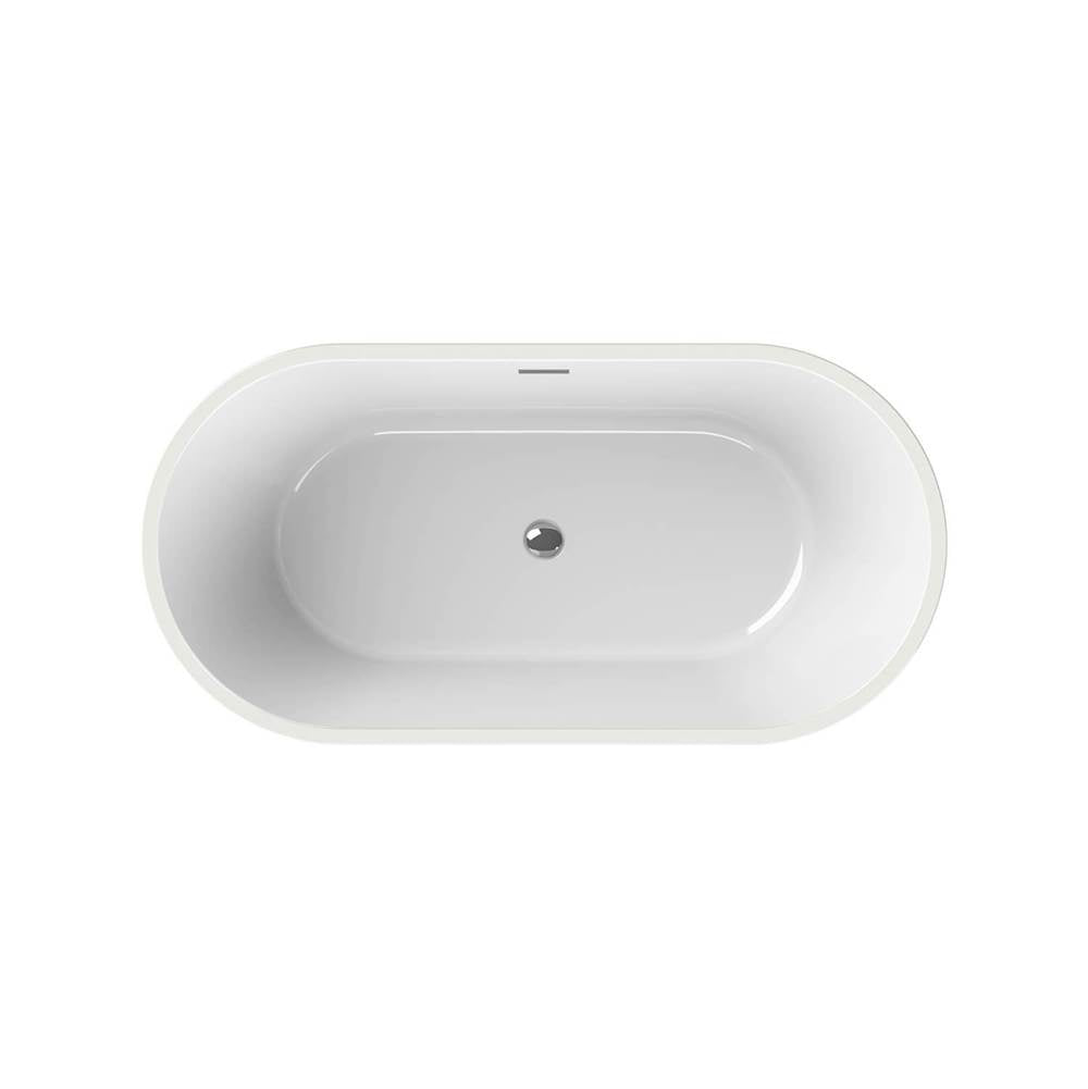 Louie 5829 Acrylic Freestanding Center Drain Bathtub in White with White Skirt