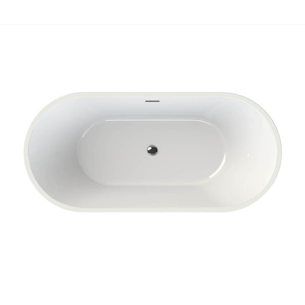 Louie 6731 Acrylic Freestanding Center Drain Bathtub in White with White Skirt