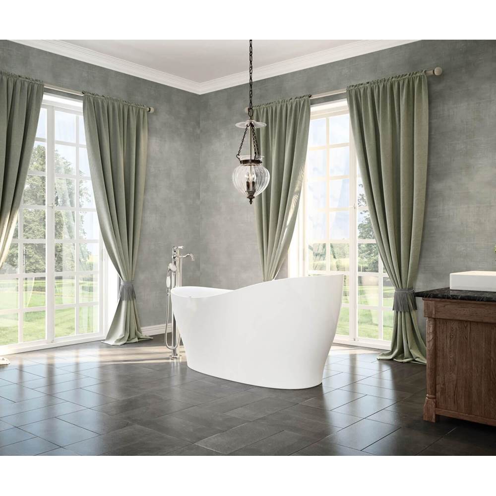 Joan 61 x 32 Acrylic Freestanding End Drain Bathtub in White with White Skirt