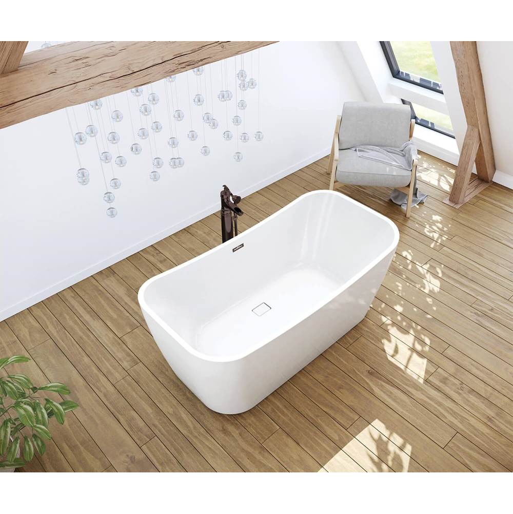 Villi 65 x 32 Acrylic Freestanding Center Drain Bathtub in White with White Skirt