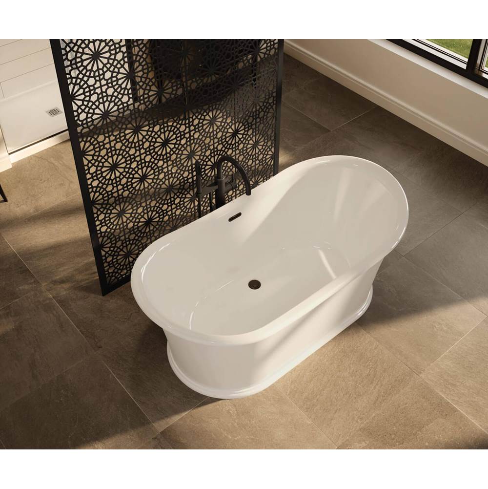 Elina 66 x 34 Acrylic Freestanding Center Drain Bathtub in White with White Skirt