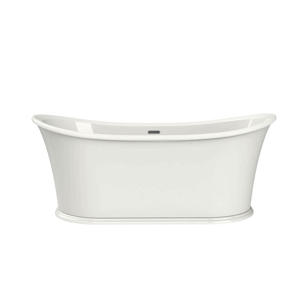 Elina 66 x 34 Acrylic Freestanding Center Drain Bathtub in White with White Skirt