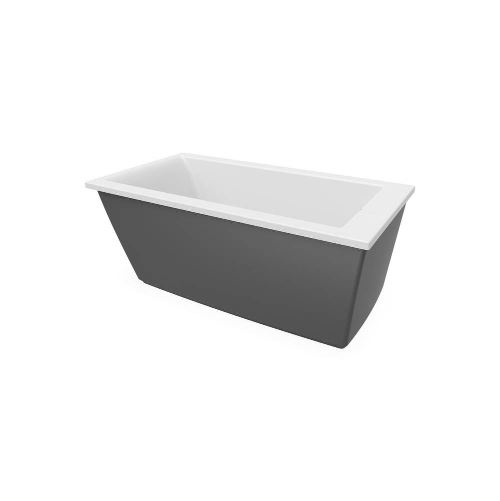 Elinor 6032 AcrylX Freestanding End Drain Bathtub in White with Thundey Grey Skirt