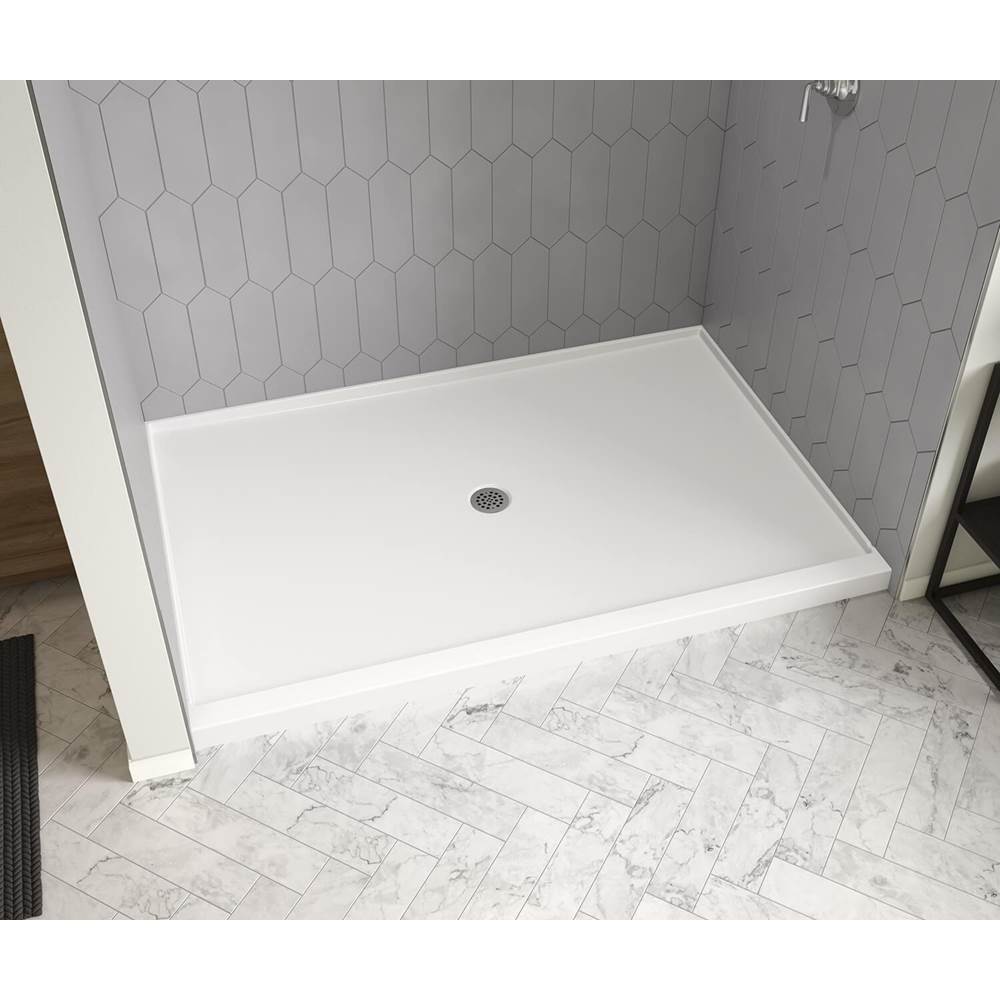 Icon 7248 AcrylX Alcove Shower Base with Center Drain in White