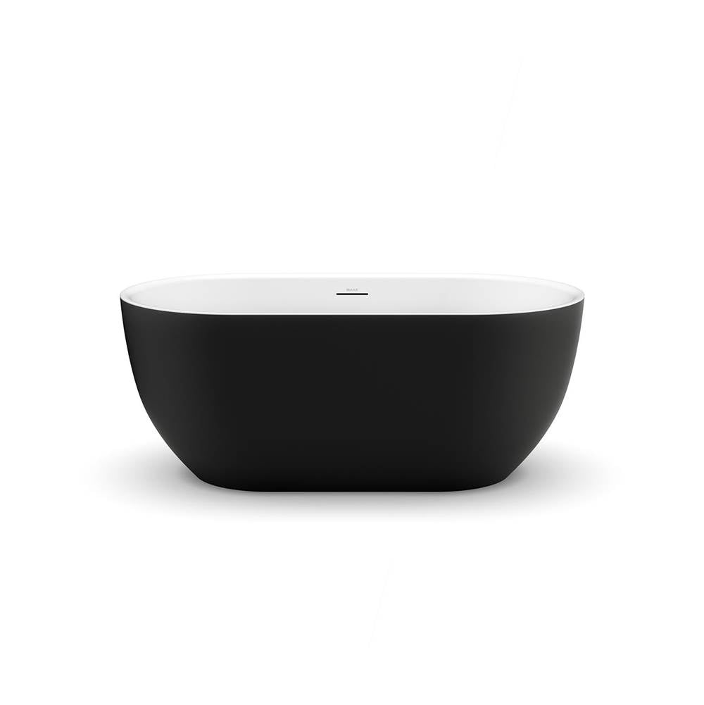 Tosca Matte 5932 Acrylic Freestanding Center Drain Bathtub in Matte White with Matte Black Skirt