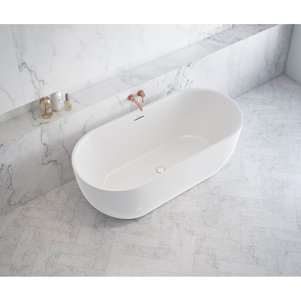 Tosca 6732 Acrylic Freestanding Center Drain Bathtub in White with White Skirt