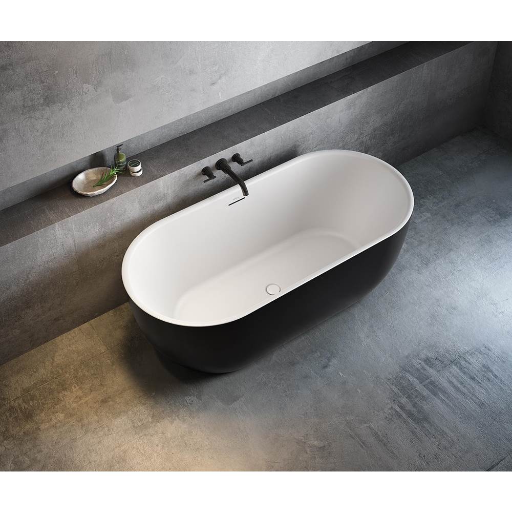 Tosca 6732 Acrylic Freestanding Center Drain Bathtub in White with Black Skirt