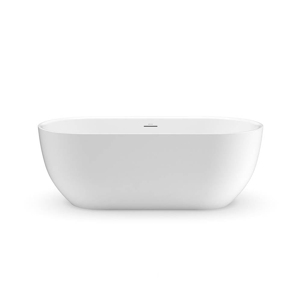Tosca Matte 6732 Acrylic Freestanding Center Drain Bathtub in Matte White with Matte White Skirt