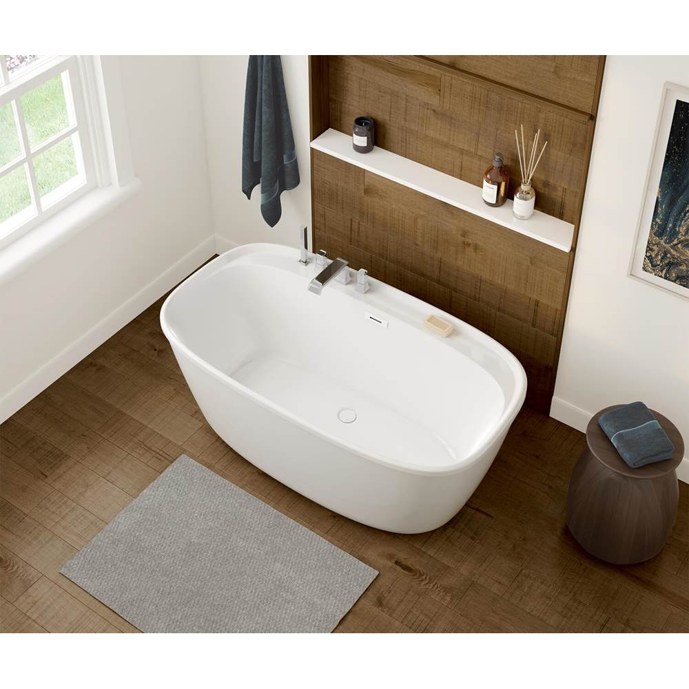 Fontana 58 x 32 AcrylX Freestanding Center Drain Bathtub in White with White Skirt