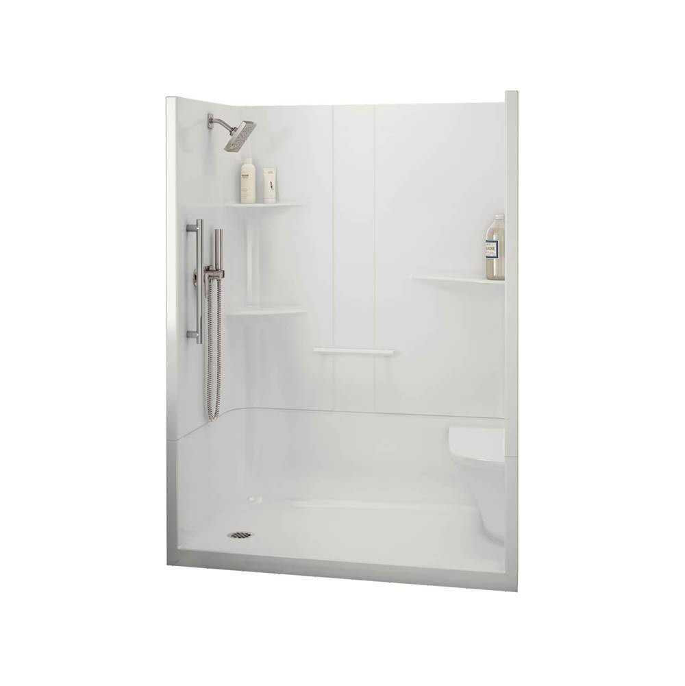 ALLIA SH-6034 Acrylic Alcove Right-Hand Drain Two-Piece Shower in White