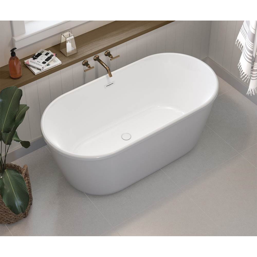 Golan 5829 AcrylX Freestanding Center Drain Bathtub in White with White Skirt
