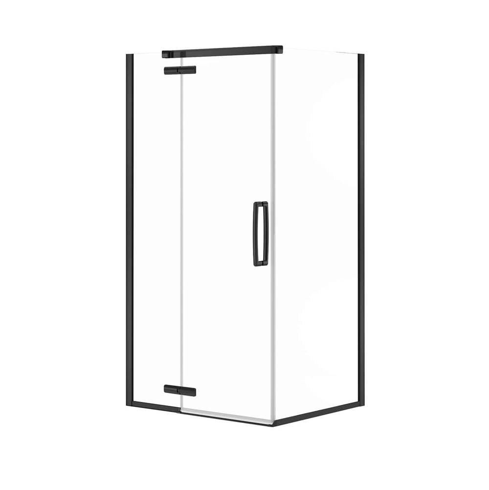 Link Curve Rectangular 42 x 34 x 75 in. 8mm Pivot Shower Door for Corner Installation with Clear glass in Matte Black