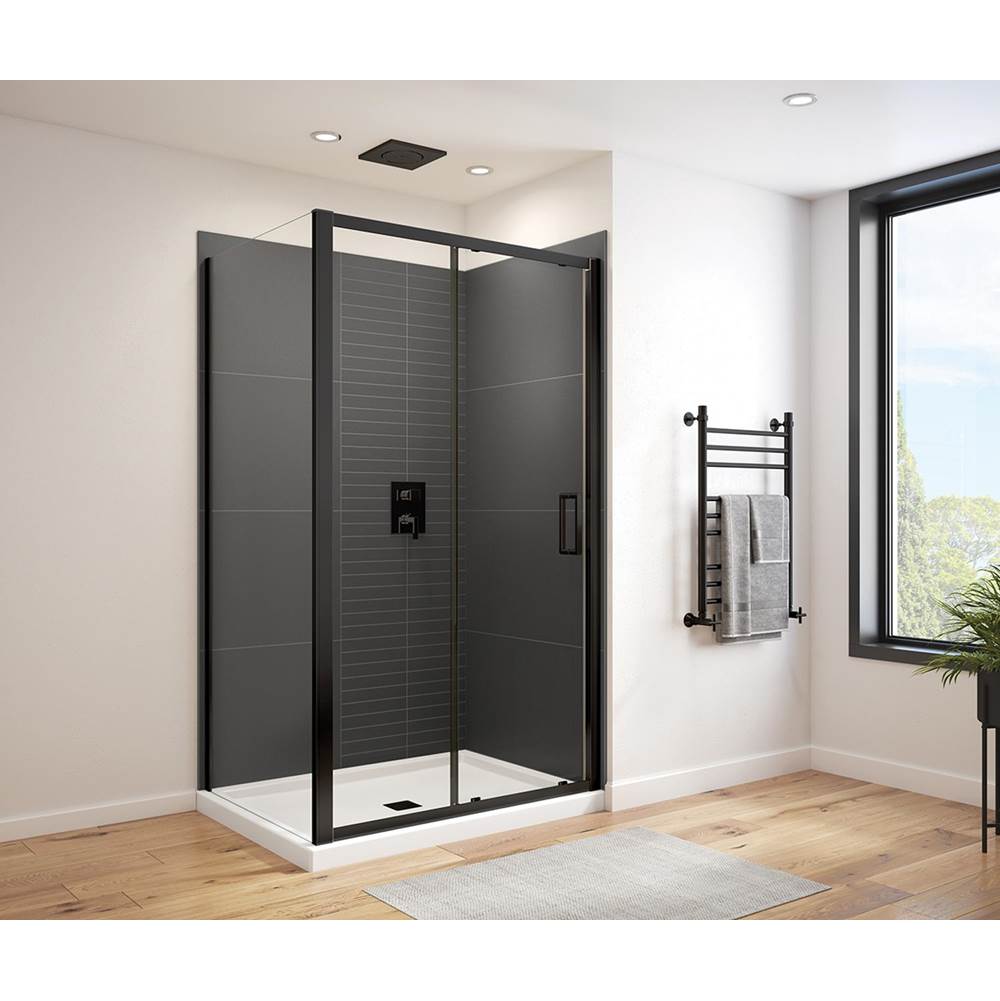 Connect Pro 45-46.5 x 76 in. 6mm Sliding Shower Door for Alcove Installation with Clear glass in Matte Black