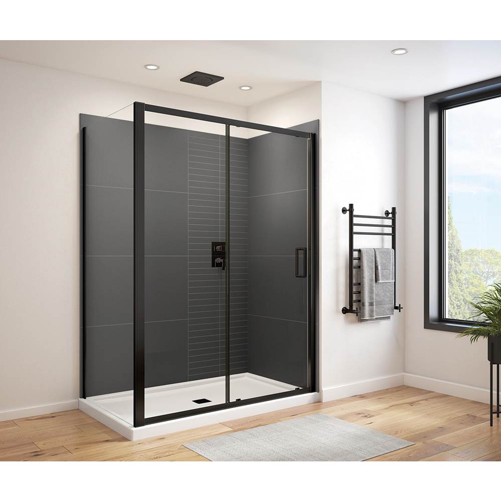 Connect Pro 57-58.5 x 76 in. 6mm Sliding Shower Door for Alcove Installation with Clear glass in Matte Black