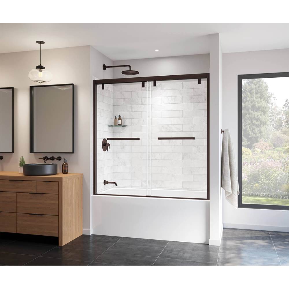 Maax - Uptown 56-59 x 58 in. 8 mm Bypass Tub Door for Alcove Installation with Clear glass in Dark Bronze