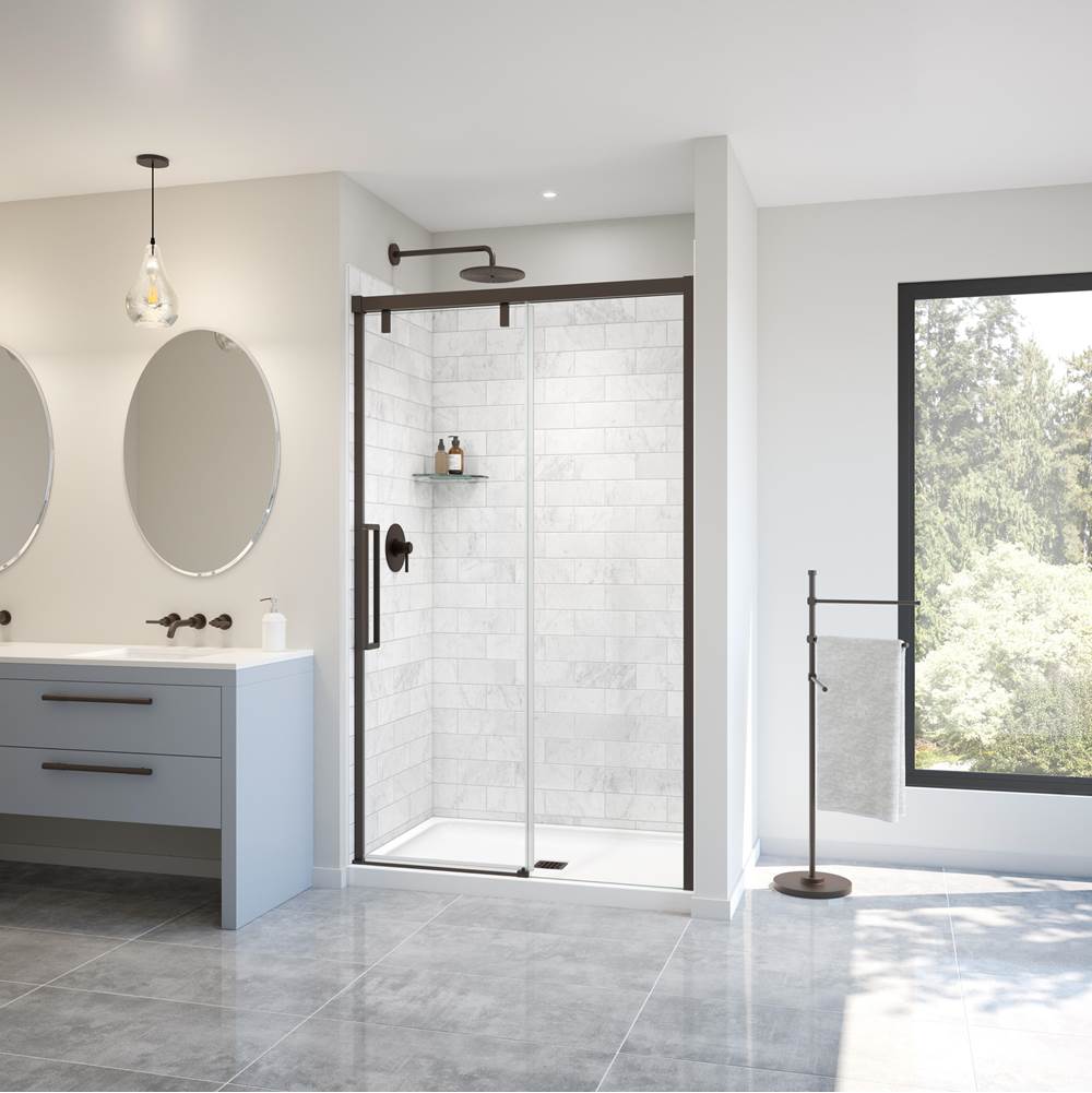 Maax - Uptown 44-47 x 76 in. 8 mm Sliding Shower Door for Alcove Installation with Clear glass in Dark Bronze