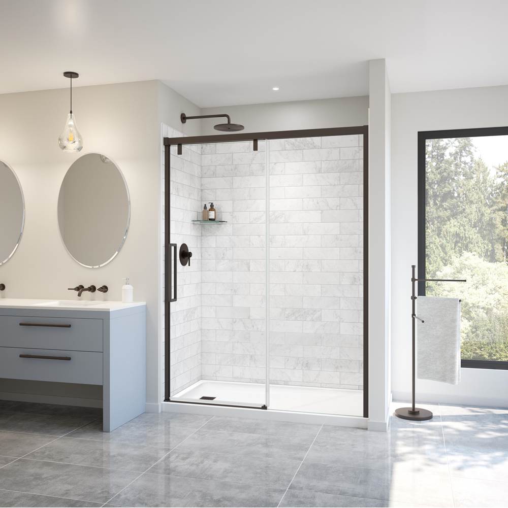 Maax - Uptown 56-59 x 76 in. 8 mm Sliding Shower Door for Alcove Installation with Clear glass in Dark Bronze