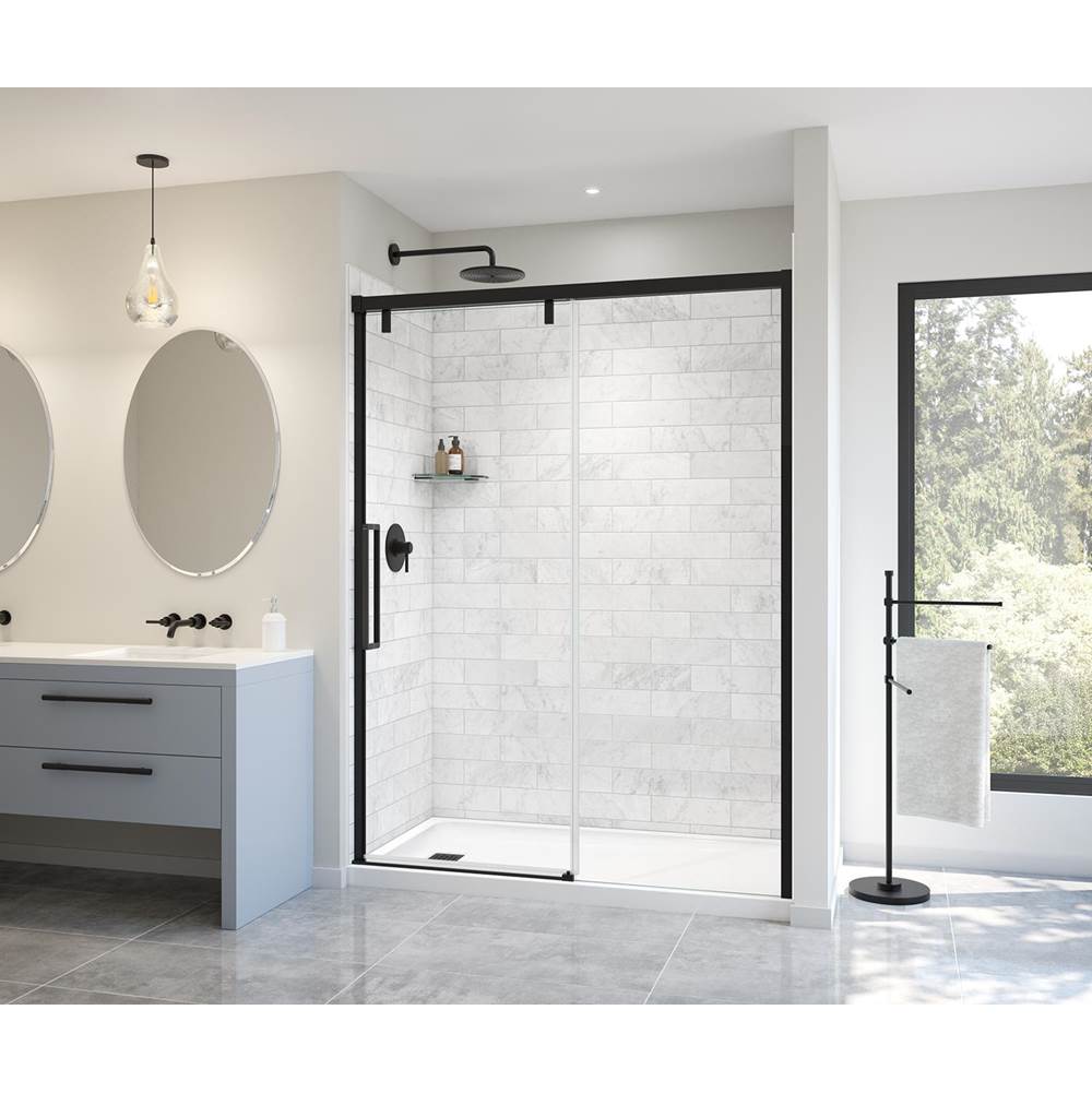 Maax - Uptown 56-59 x 76 in. 8 mm Sliding Shower Door for Alcove Installation with Clear glass in Matte Black