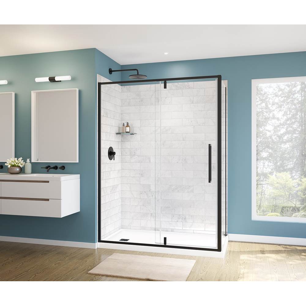 Uptown 57-59 x 76 in. 8 mm Pivot Shower Door for Alcove Installation with Clear glass in Matte Black