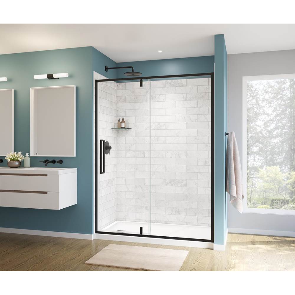 Maax - Uptown 57-59 x 76 in. 8 mm Pivot Shower Door for Alcove Installation with Clear glass in Matte Black