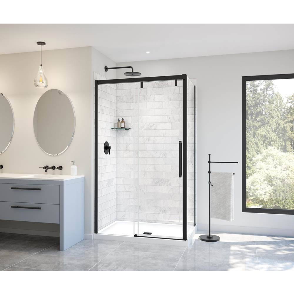 Uptown Return Panel for 32 in. Base with Clear glass in Matte Black
