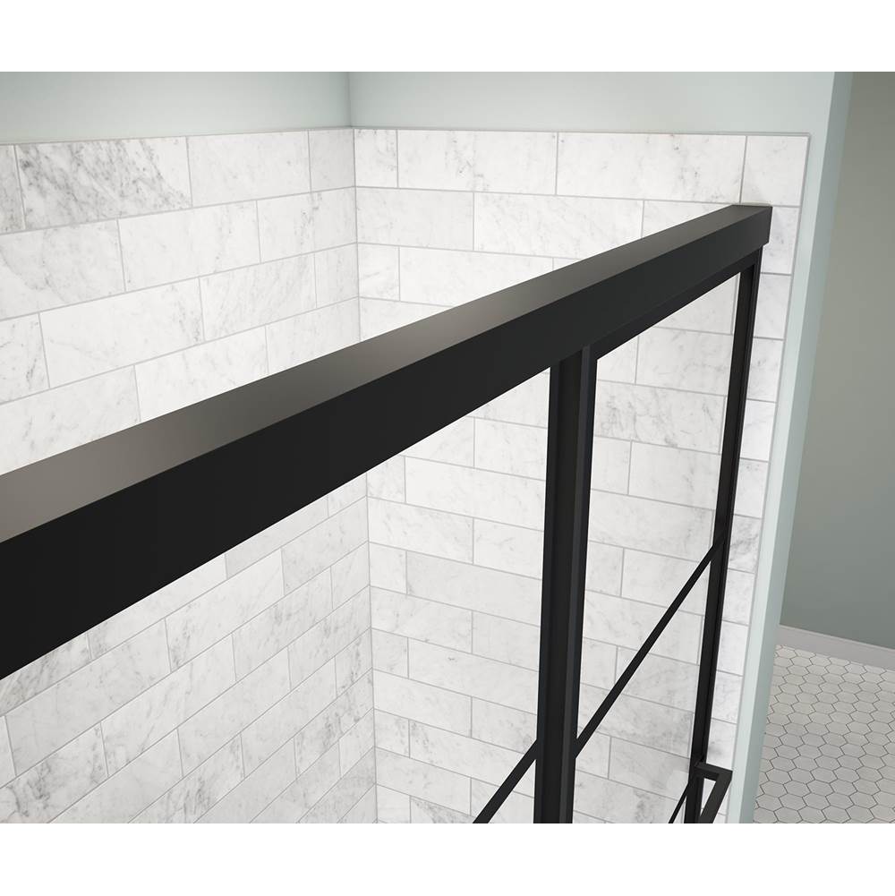 Incognito 76 Shaker 44-47 x 76 in. 8mm Bypass Shower Door for Alcove Installation with Shaker glass in Matte Black