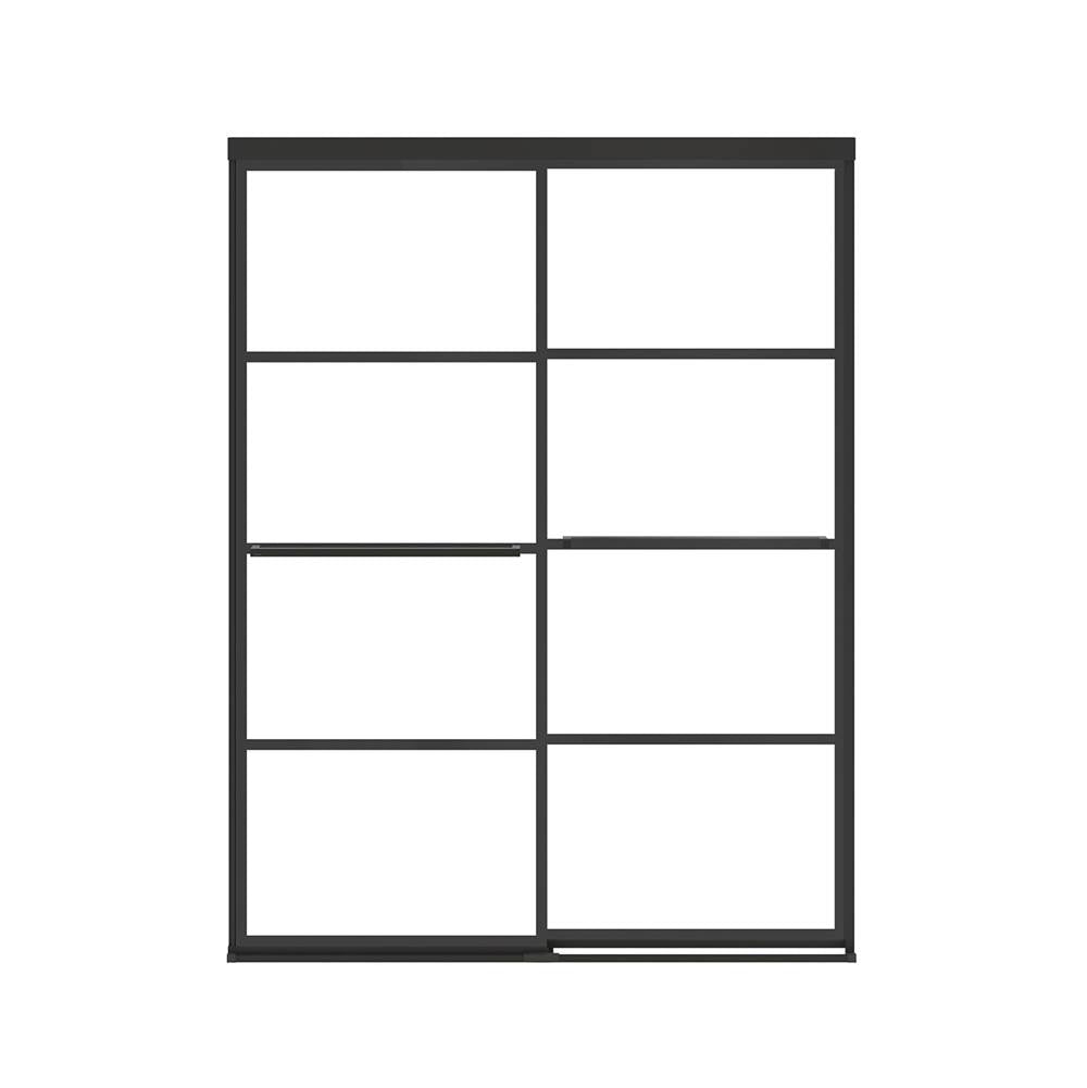 Incognito 76 Shaker 56-59 x 76 in. 8mm Bypass Shower Door for Alcove Installation with Shaker glass in Matte Black