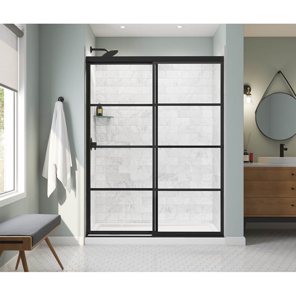 Maax - Incognito 76 Shaker 56-59 x 76 in. 8mm Bypass Shower Door for Alcove Installation with Shaker glass in Matte Black