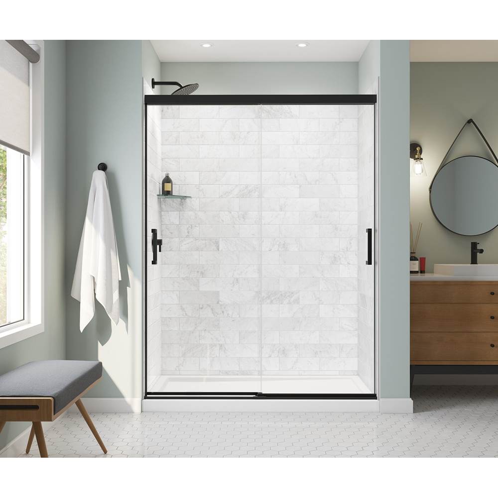 Maax - Incognito 76 56-59 x 76 in. 8mm Bypass Shower Door for Alcove Installation with Clear glass in Matte Black