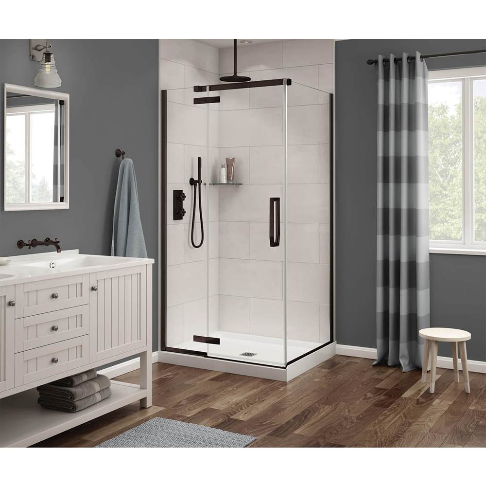 Maax - Link Rectangular 42 x 34 x 75 in. 8mm Pivot Shower Door for Corner Installation with Clear glass in Dark Bronze