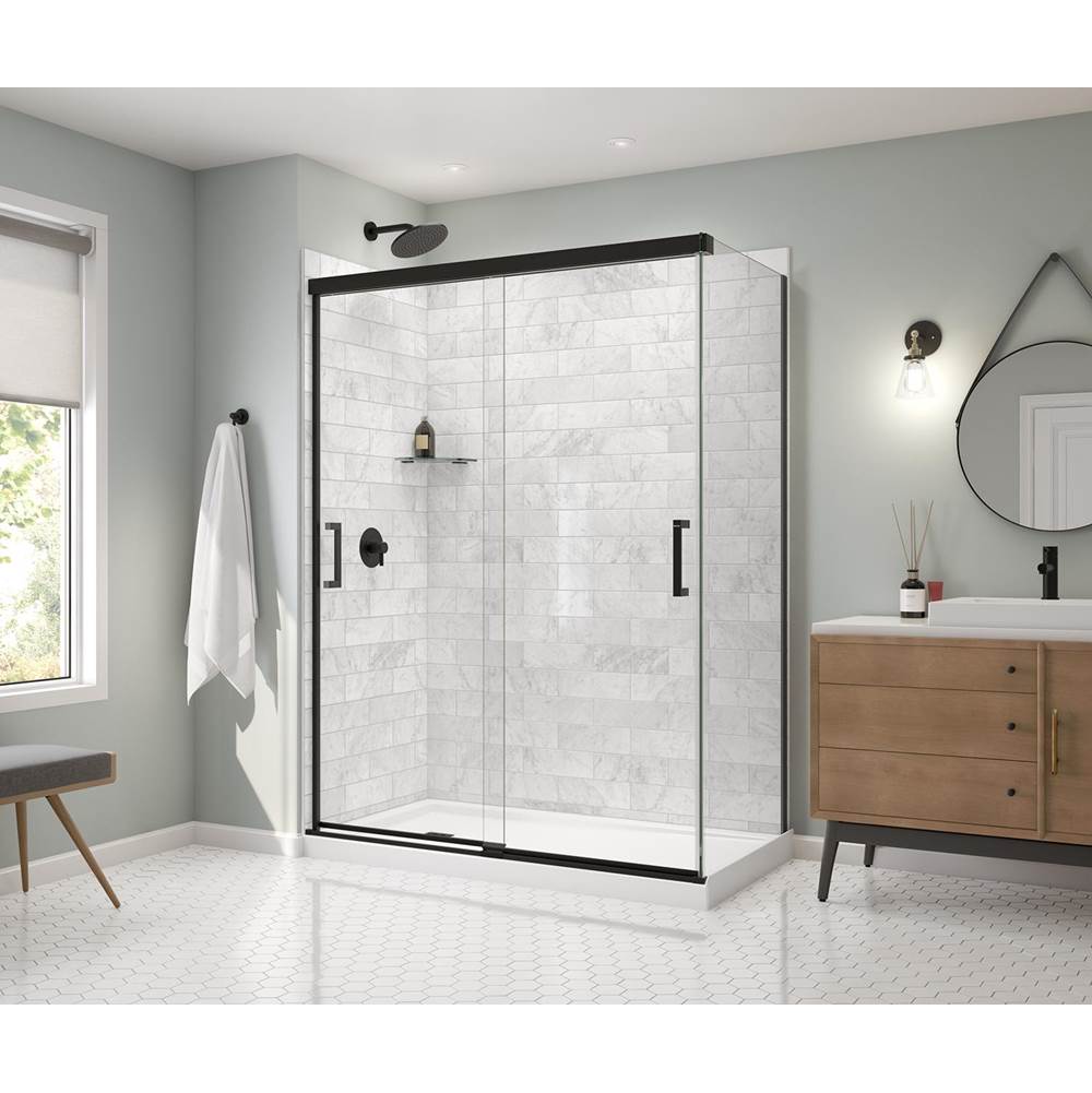 Incognito 76 Return Panel for 32 in. Base with Clear glass in Matte Black