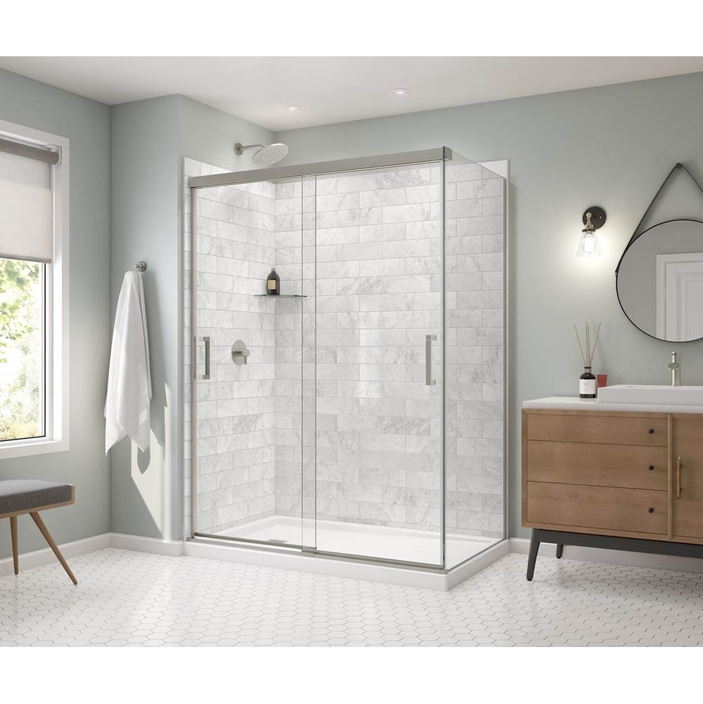 Incognito 76 Return Panel for 36 in. Base with Clear glass in Brushed Nickel