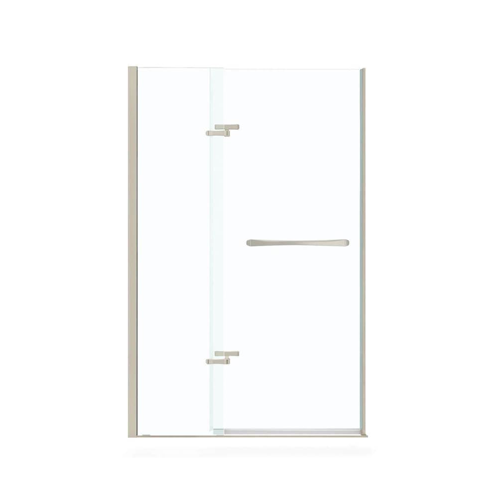 Reveal 71 41.5-44.5 x 71.5 in. 8mm Pivot Shower Door for Alcove Installation with Clear glass in Brushed Nickel