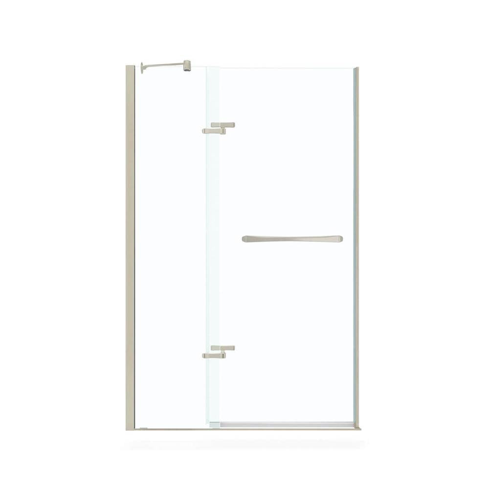 Reveal 71 51.5-54.5 x 71.5 in. 8mm Pivot Shower Door for Alcove Installation with Clear glass in Brushed Nickel