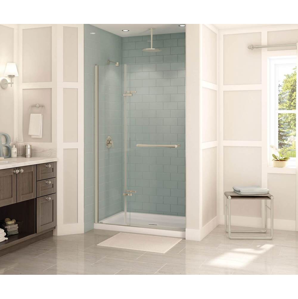 Maax - Reveal 71 51.5-54.5 x 71.5 in. 8mm Pivot Shower Door for Alcove Installation with Clear glass in Brushed Nickel