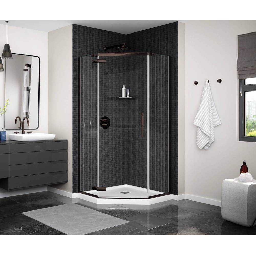Maax - Link Curve Neo-angle 38 x 38 x 75 in. 8mm Pivot Shower Door for Corner Installation with Clear glass in Dark Bronze