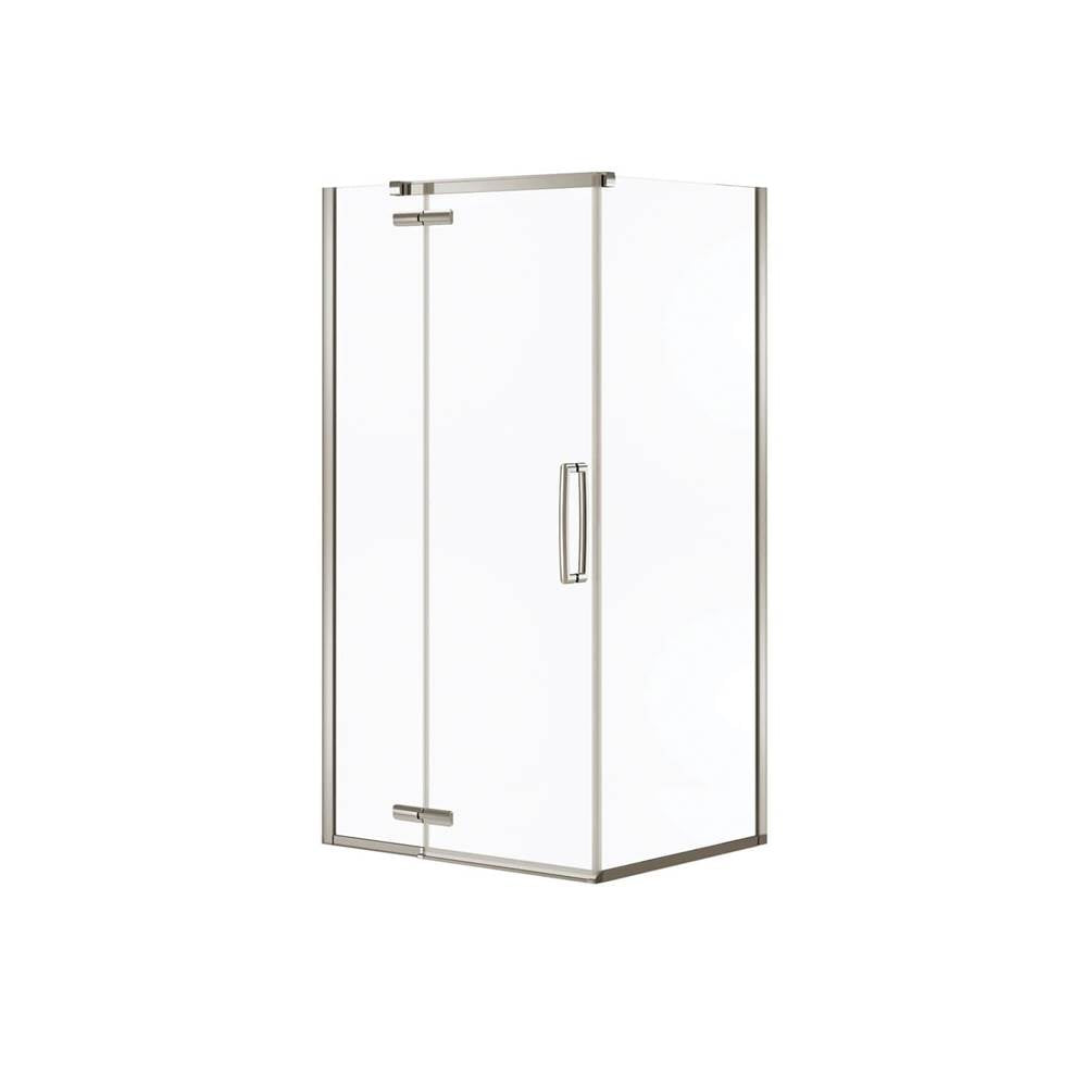 Hana Rectangular 42 x 34 x 75 in. 8mm Pivot Shower Door for Corner Installation with Clear glass in Brushed Nickel