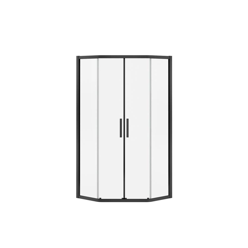 Radia Neo-angle 36 x 36 x 71.5 in. 6 mm Sliding Shower Door for Corner Installation with Clear glass in Matte Black