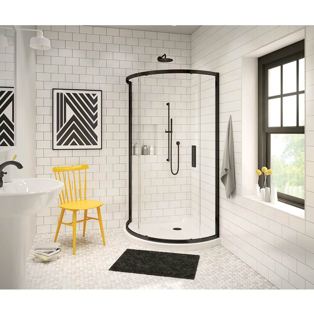 Maax - Radia Round 36 x 36 x 71.5 in. 6 mm Sliding Shower Door for Corner Installation with Clear glass in Matte Black