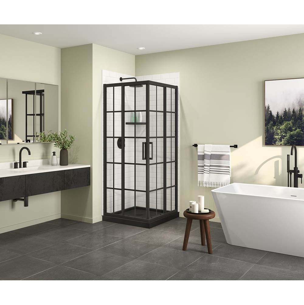Maax - Radia Square 32 x 32 x 71.5 in. 6 mm Sliding Shower Door for Corner Installation with French glass in Matte Black