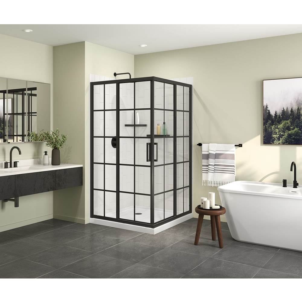 Maax - Radia Square 42 x 42 x 71.5 in. 6 mm Sliding Shower Door for Corner Installation with French glass in Matte Black