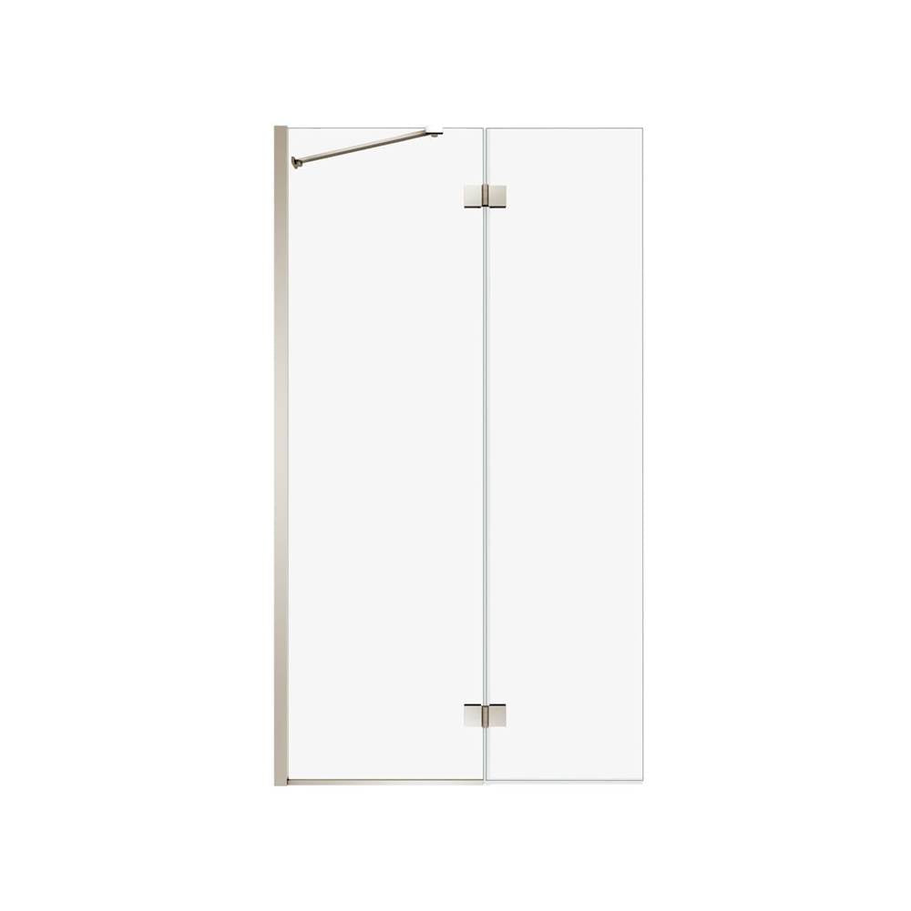 Edge Duo 42 x 75 in. 8 mm Pivot Shower Screen for Alcove Installation with Clear glass in Brushed Nickel