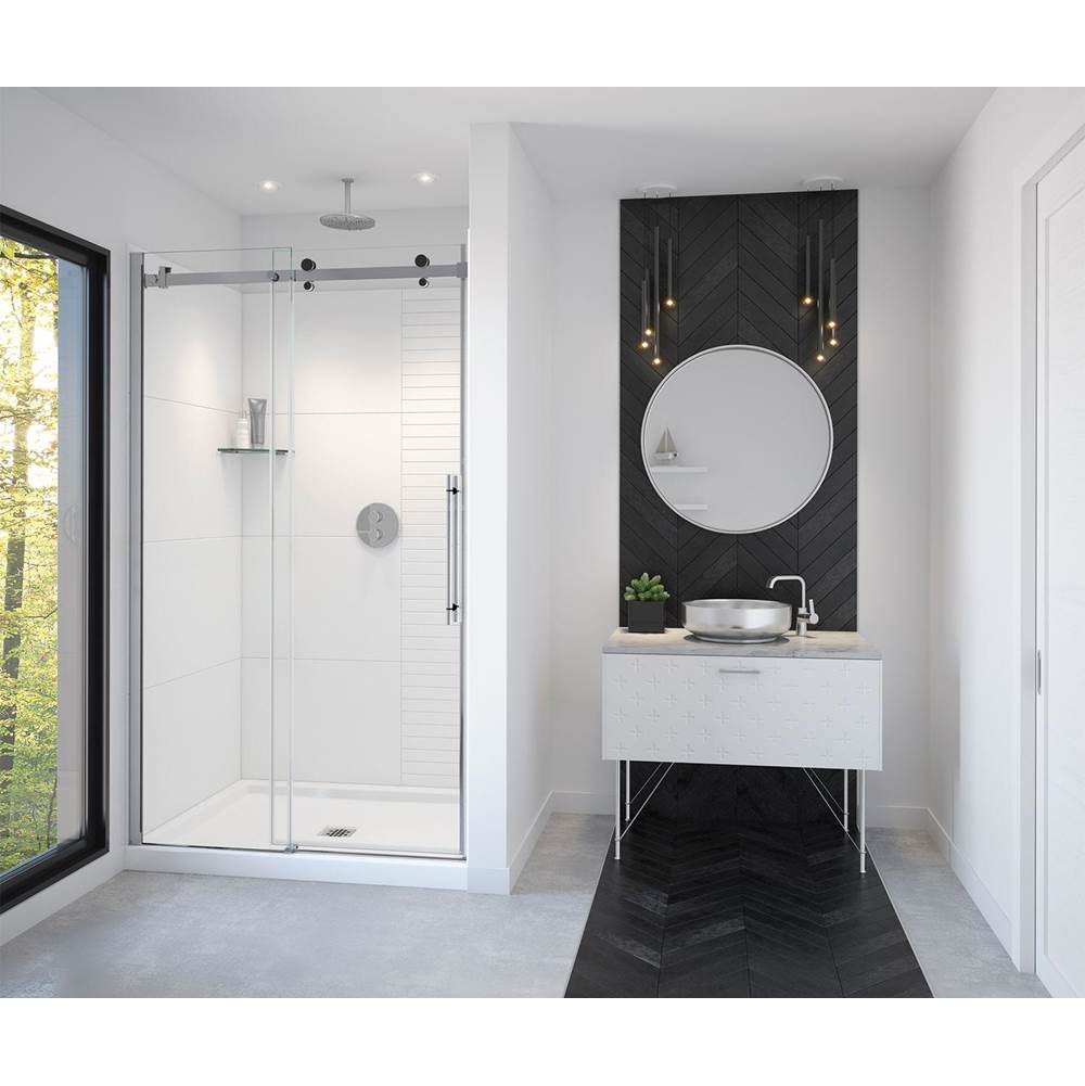 Maax - Vela 44.5-47 x 78.75 in. 8mm Sliding Shower Door for Alcove Installation with Clear glass in Chrome and Matte Black