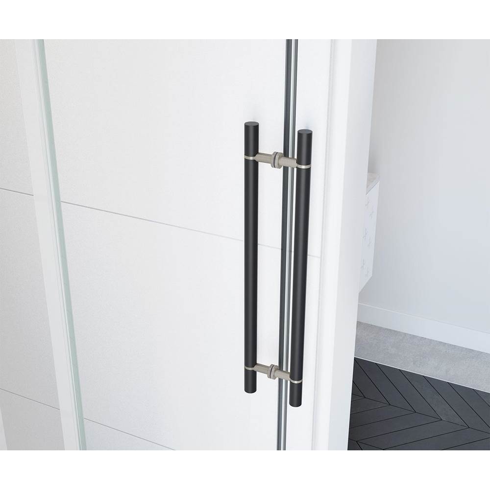 Vela 44.5-47 x 78.75 in. 8mm Sliding Shower Door for Alcove Installation with Clear glass in Matte Black and Brushed Nickel