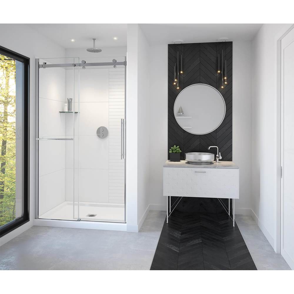 Maax - Vela 44.5-47 x 78.75 in. 8mm Sliding Shower Door with Towel Bar for Alcove Installation with Clear glass in Chrome