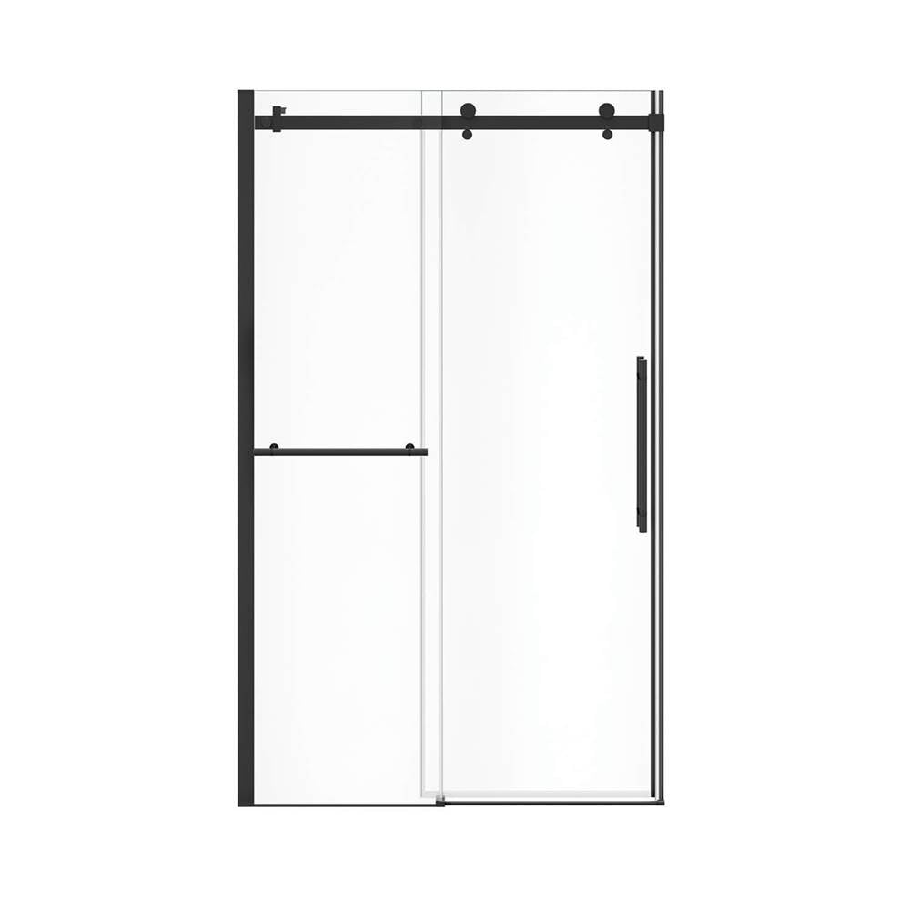 Vela 44.5-47 x 78.75 in. 8mm Sliding Shower Door with Towel Bar for Alcove Installation with Clear glass in Matte Black