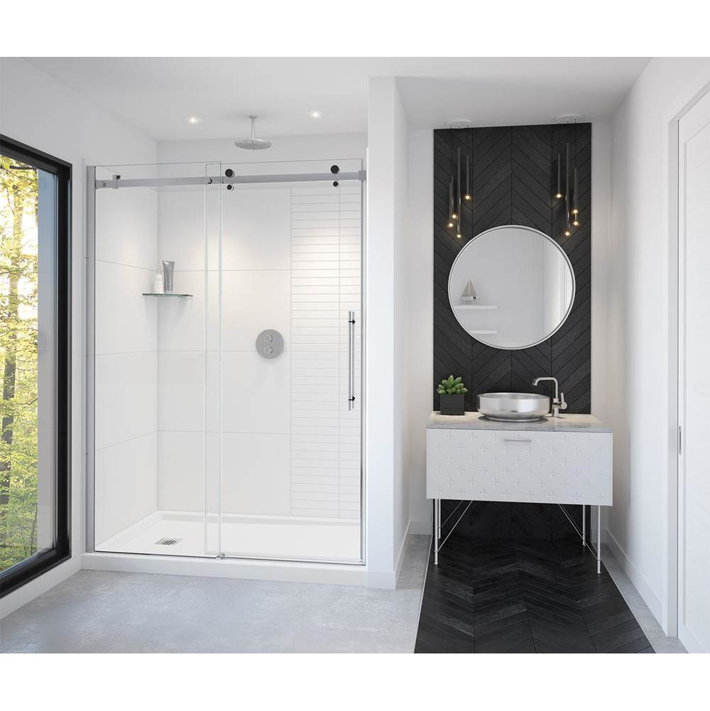 Maax - Vela 56.5-59 x 78.75 in. 8mm Sliding Shower Door for Alcove Installation with Clear glass in Chrome and Matte Black