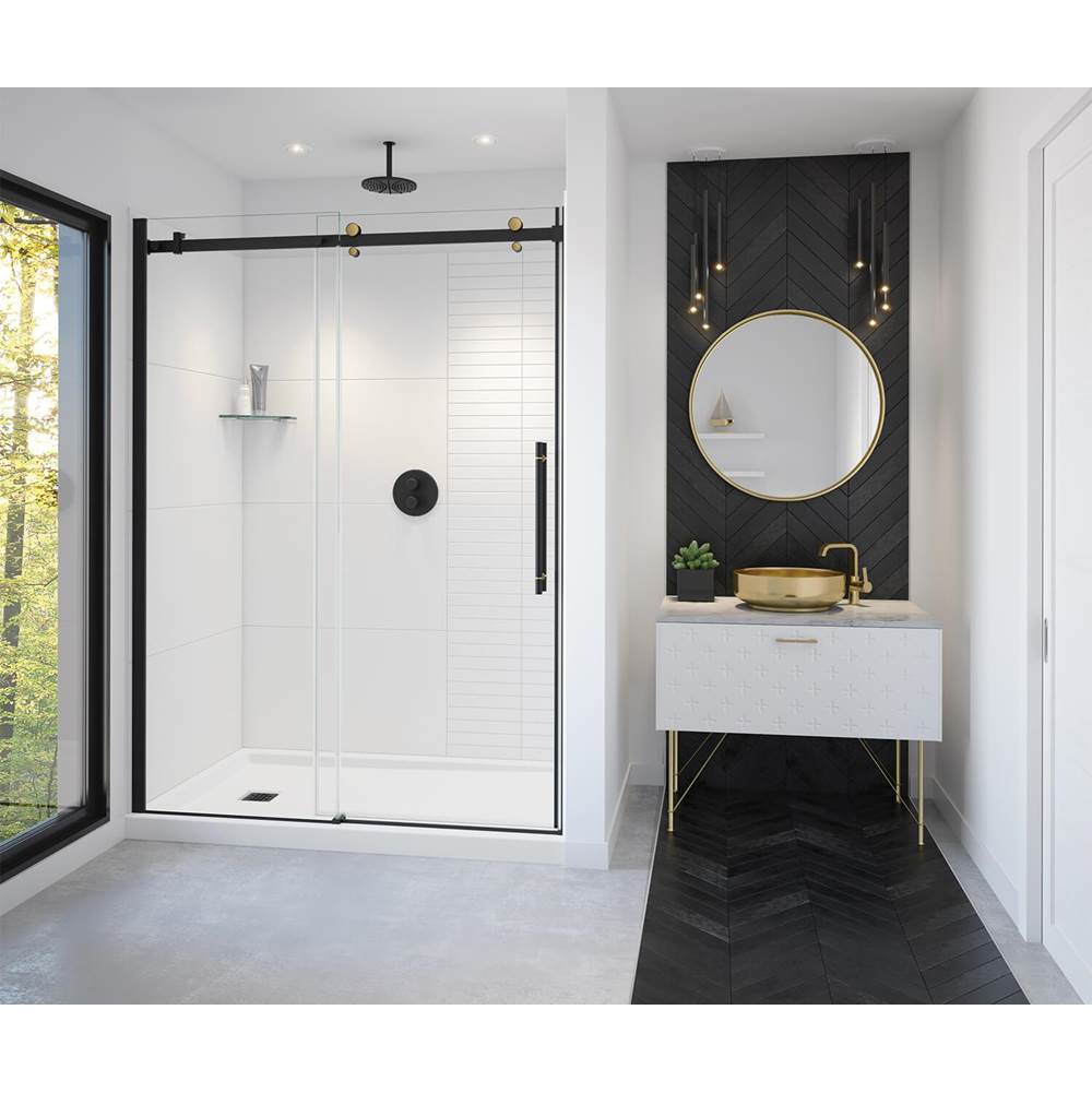 Maax - Vela 56.5-59 x 78.75 in. 8mm Sliding Shower Door for Alcove Installation with Clear glass in Matte Black and Brushed Gold