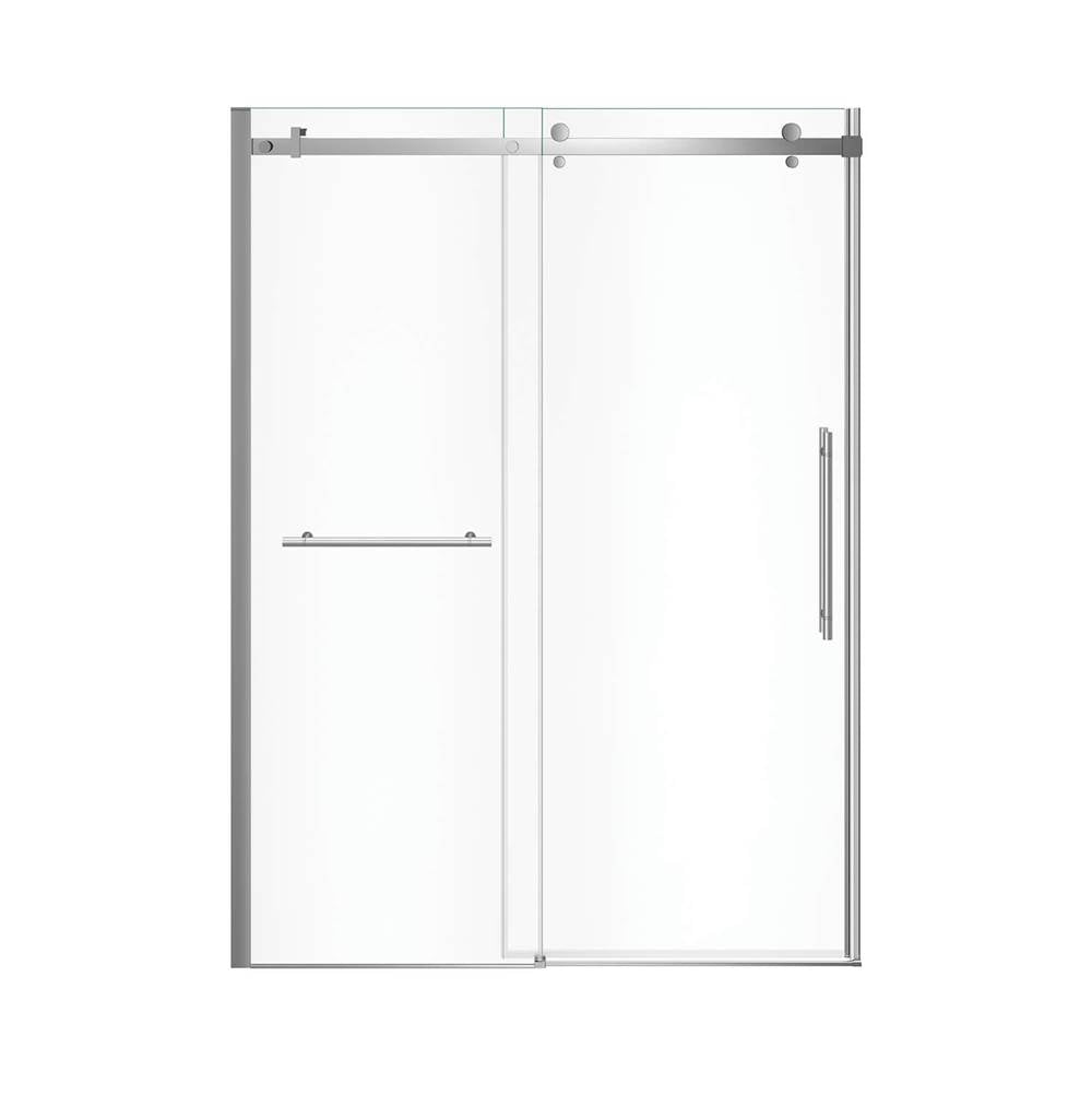 Vela 56.5-59 x 78.75 in. 8mm Sliding Shower Door with Towel Bar for Alcove Installation with Clear glass in Chrome