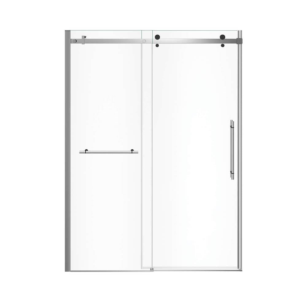 Vela 56.5-59 x 78.75 in. 8mm Sliding Shower Door with Towel Bar for Alcove Installation with Clear glass in Chrome and Matte Black